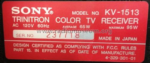 KV-1513; Sony Corporation; (ID = 2583132) Television