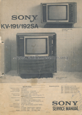 KV-192SA Deluxe Console Type; Sony Corporation; (ID = 2471958) Televisión