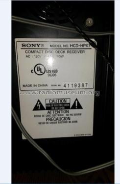 Micro HiFi Component System HCD-HPX7; Sony Corporation; (ID = 2128873) Radio