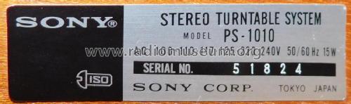 PS-1010; Sony Corporation; (ID = 2719462) Reg-Riprod