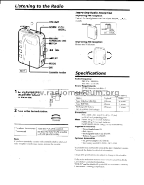 Radio Cassette Player WM-FX353; Sony Corporation; (ID = 2832212) Radio