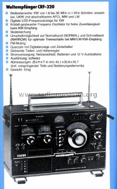 Short Wave Synthesized Dual Conversion Receiver CRF-320; Sony Corporation; (ID = 2807645) Radio