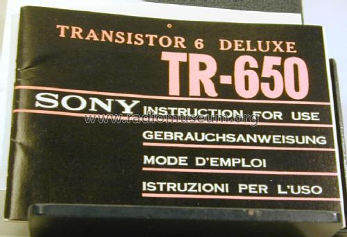 Six Transistor TR-650; Sony Corporation; (ID = 2487729) Radio