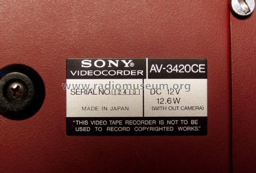 Sony-Matic Portable Videocorder - Videorecorder AV-3420CE; Sony Corporation; (ID = 2637216) Enrég.-R