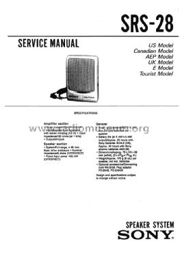 Speaker System SRS-28; Sony Corporation; (ID = 2126370) Altavoz-Au