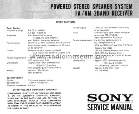 Powered Stereo Speaker System SRF-80W; Sony Corporation; (ID = 2501141) Speaker-P