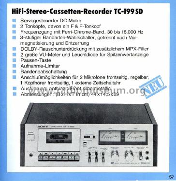 Stereo Cassette Deck TC-199SD; Sony Corporation; (ID = 2807392) R-Player