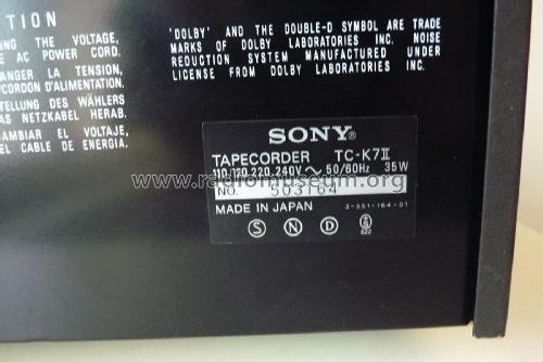 Stereo Cassette Deck TC-K7 II ; Sony Corporation; (ID = 2854028) R-Player