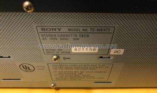 Stereo Cassette Deck TC-WE475; Sony Corporation; (ID = 2975976) Enrég.-R