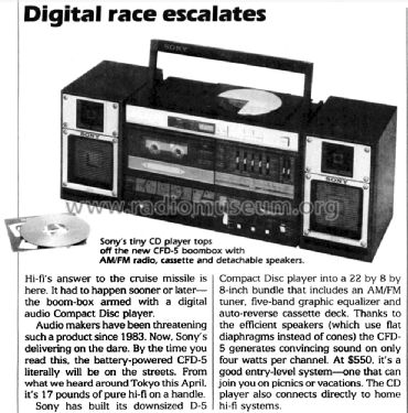 Stereo-Radio-Recorder CFD-5; Sony Corporation; (ID = 2616312) Radio