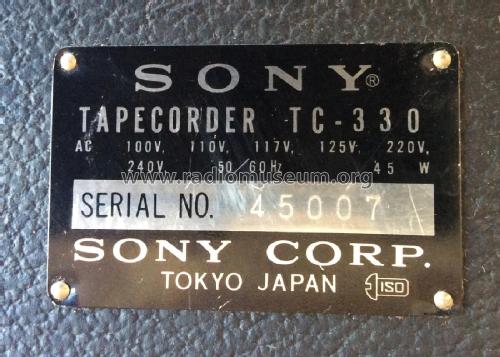 Stereo Tapecorder TC-330; Sony Corporation; (ID = 2950782) R-Player