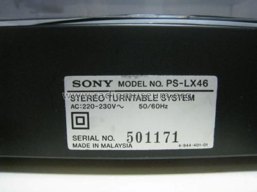 Stereo Turntable System PS-LX46P; Sony Corporation; (ID = 2123637) Sonido-V