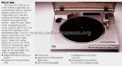 Stereo Turntable System PS-LX500; Sony Corporation; (ID = 2207441) R-Player