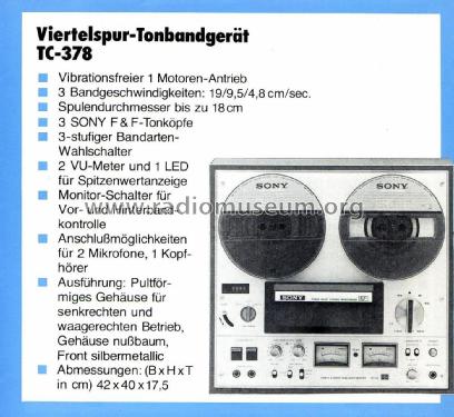 TC-378; Sony Corporation; (ID = 2807383) Sonido-V