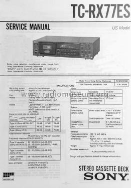 TC-RX77ES; Sony Corporation; (ID = 2844844) R-Player