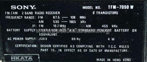 TFM-7050W; Sony Corporation; (ID = 2591008) Radio
