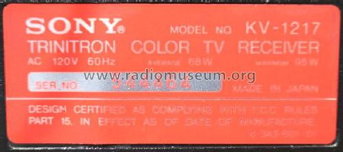 Trinitron Color TV KV-1217; Sony Corporation; (ID = 2724746) Television