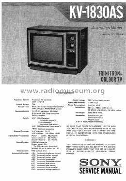 Trinitron KV-1830AS Ch= SCC-112A-A; Sony Corporation; (ID = 2636261) Television