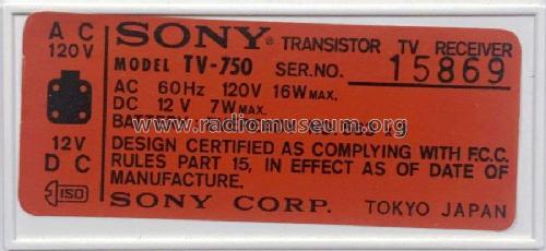 TV-750; Sony Corporation; (ID = 2589340) Television