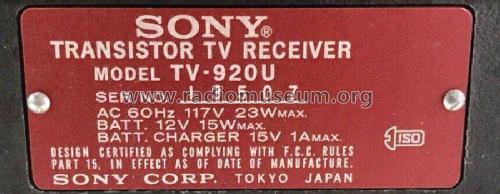 TV-920U; Sony Corporation; (ID = 2582474) Televisore