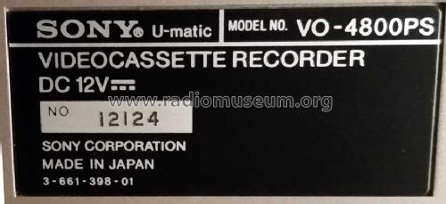 U-matic Portable Videocassette Recorder VO-4800PS; Sony Corporation; (ID = 2215651) R-Player