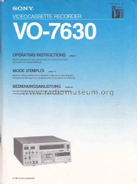 U-Matic Videocassette Recorder VO-7630; Sony Corporation; (ID = 2587986) Enrég.-R