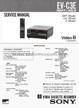 Video 8 Cassette Recorder EV-C3E PAL; Sony Corporation; (ID = 2566995) R-Player