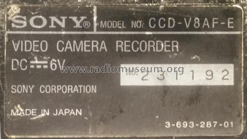 Video Camera Recorder CCD-V8AF-E; Sony Corporation; (ID = 2640355) Sonido-V