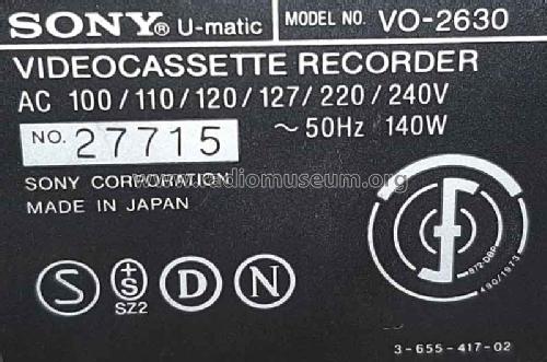 U-matic Videocassette Recorder VO-2630; Sony Corporation; (ID = 2587287) Enrég.-R