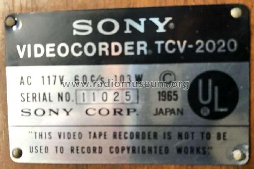 Videocorder TCV-2020; Sony Corporation; (ID = 2421518) Enrég.-R