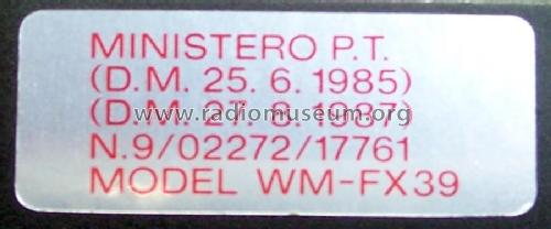 Walkman Radio Cassette Player WM-FX39; Sony Corporation; (ID = 2160911) Radio