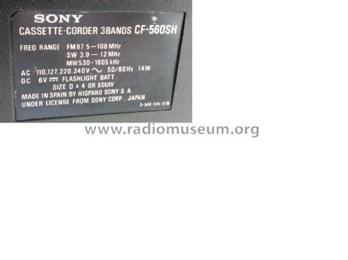 FM/AM Stereo Cassette-Corder CF-560SH; Sony España; Hispano (ID = 2375677) Radio