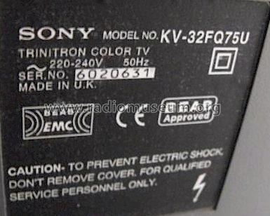 Trinitron Color TV KV-32FQ75U Ch= AE-5A, SCC-Q46B-A; Sony Corporation; (ID = 837631) Fernseh-E