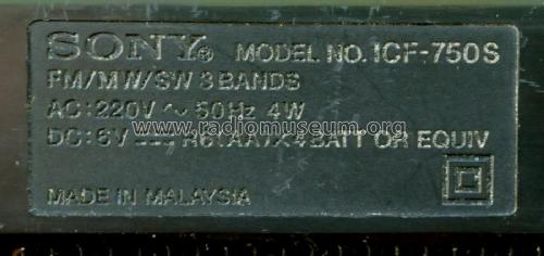 3 Band Recevier ICF-750S; Sony Corporation; (ID = 2095775) Radio