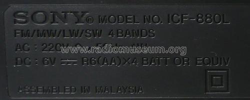 4 Band Receiver ICF-880L; Sony Corporation; (ID = 731095) Radio