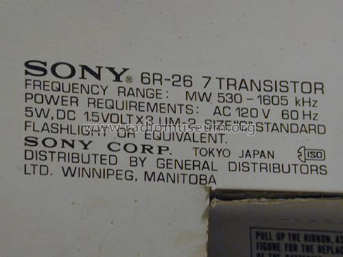 6R-26; Sony Corporation; (ID = 1917637) Radio