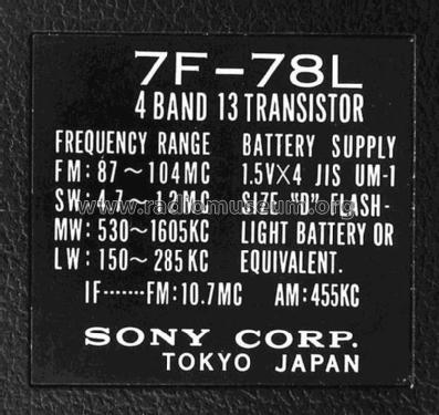 7 F-78 L; Sony Corporation; (ID = 1048352) Radio