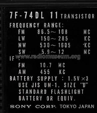 7F-74DL; Sony Corporation; (ID = 1222652) Radio
