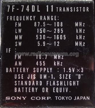 7F-74DL; Sony Corporation; (ID = 836063) Radio