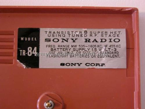8 Transistor TR-84; Sony Corporation; (ID = 201148) Radio