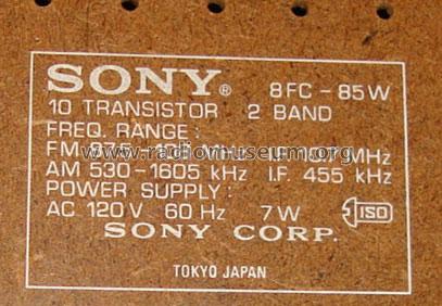 8FC-85W; Sony Corporation; (ID = 1450257) Radio