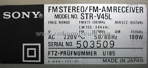 FM Stereo/FM-AM Receiver STR-V45L; Sony Corporation; (ID = 812080) Radio