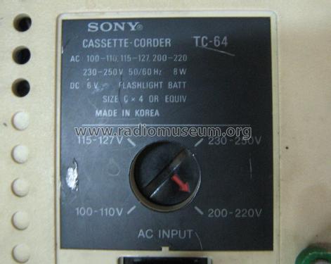 Cassette Corder TC-64; Sony Corporation; (ID = 1621833) R-Player