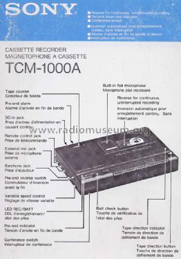 Cassette-Corder TCM-1000A; Sony Corporation; (ID = 1006930) R-Player