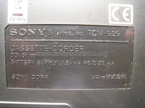 Cassette-Corder TCM-939; Sony Corporation; (ID = 2071525) Sonido-V
