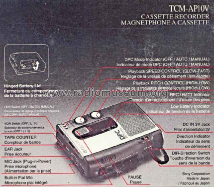 Cassette-Corder TCM-AP10V; Sony Corporation; (ID = 1007320) Sonido-V