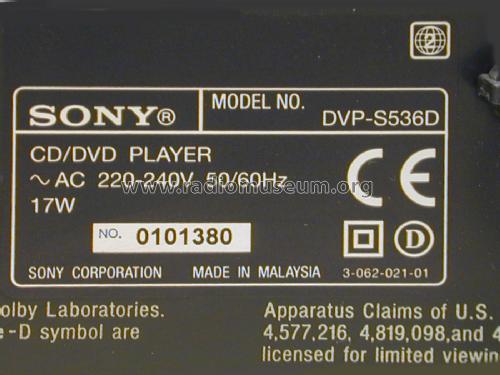 CD/DVD Player DVP-S536D; Sony Corporation; (ID = 2061927) R-Player