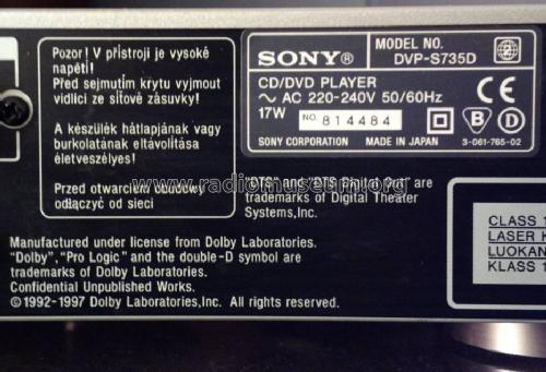 CD/DVD Player DVP-S735D; Sony Corporation; (ID = 1579810) Enrég.-R