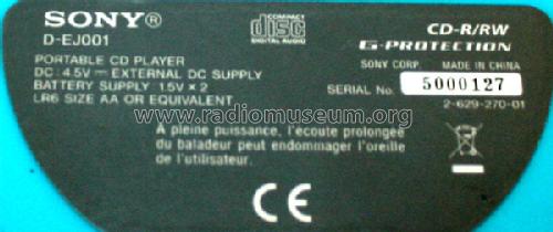 CD Walkman D-EJ001; Sony Corporation; (ID = 1467629) R-Player
