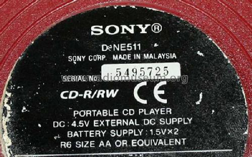 CD Walkman D-NE511; Sony Corporation; (ID = 1502097) R-Player